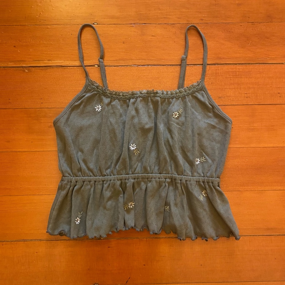 green babydoll american eagle floral tank top with